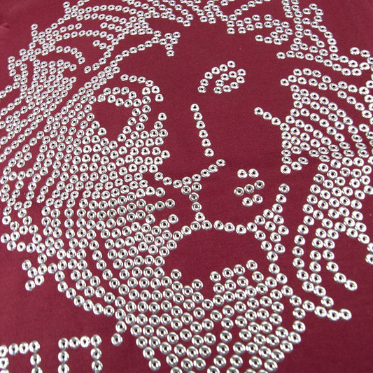 Versace Versus Lion Stud Head Logo T Shirt Burgundy
