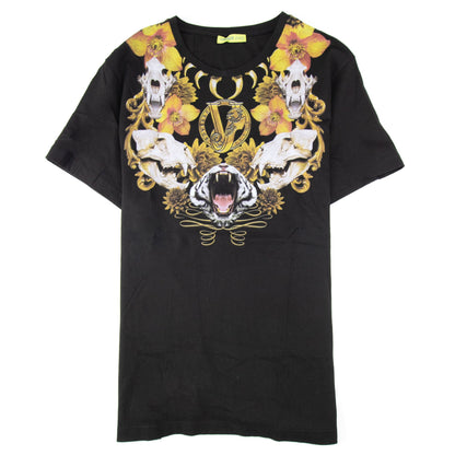 Versace Jeans Skull Printed Crew Neck T Shirt Black