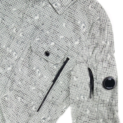 Cp Company 50 Fili Camo Grid Overshirt Light Grey