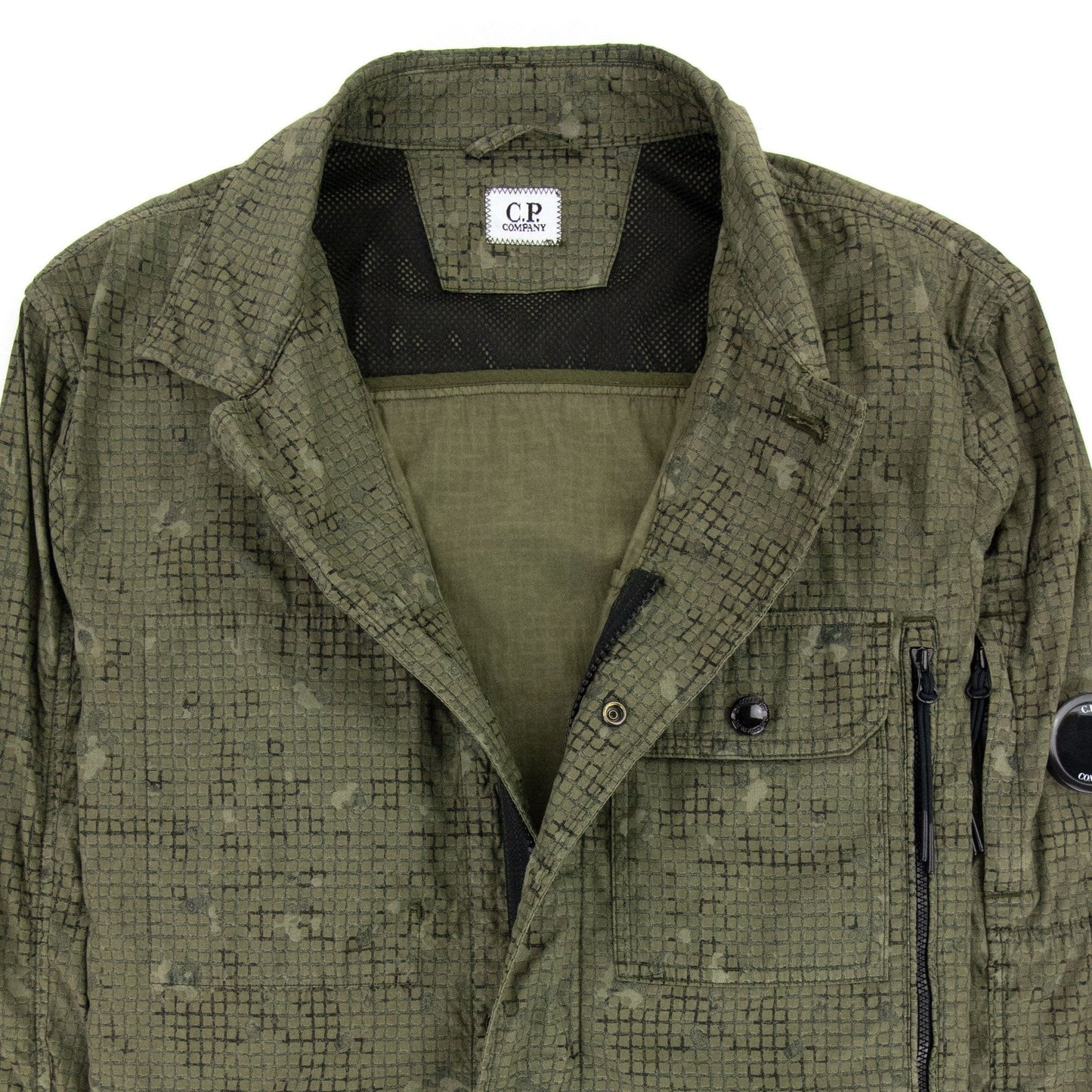 Cp Company 50 Fili Camo Grid Overshirt Dark Green