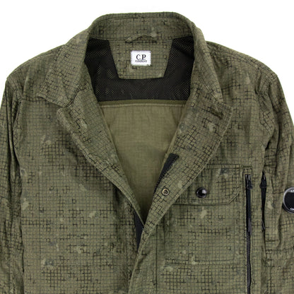 Cp Company 50 Fili Camo Grid Overshirt Dark Green