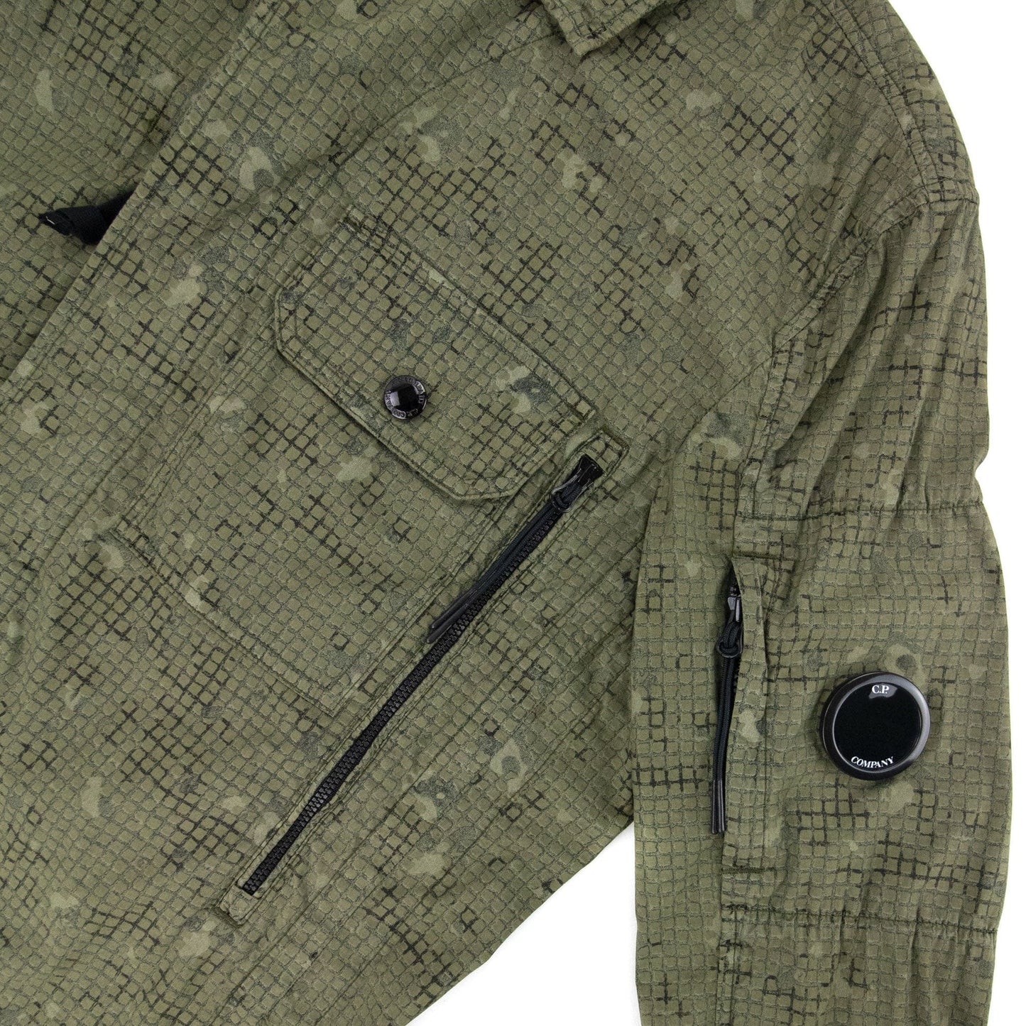 Cp Company 50 Fili Camo Grid Overshirt Dark Green