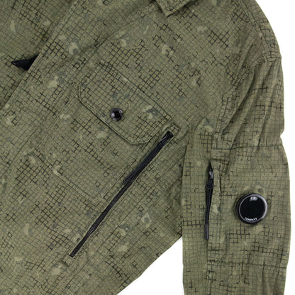 Cp Company 50 Fili Camo Grid Overshirt Dark Green