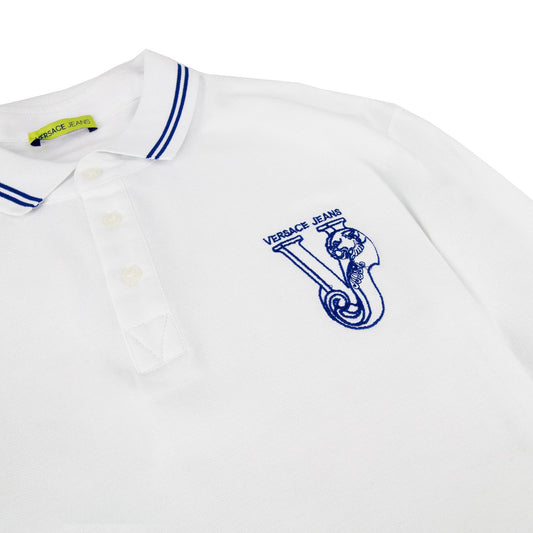Versace Jeans Embroidered Logo L/s Polo White