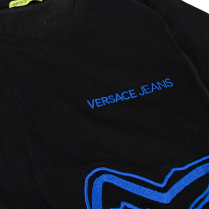 Versace Jeans Embroidered Lion Log T Shirt Black/blue