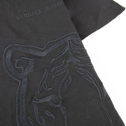 Versace Jeans Embroidered Lion Log T Shirt Black/black