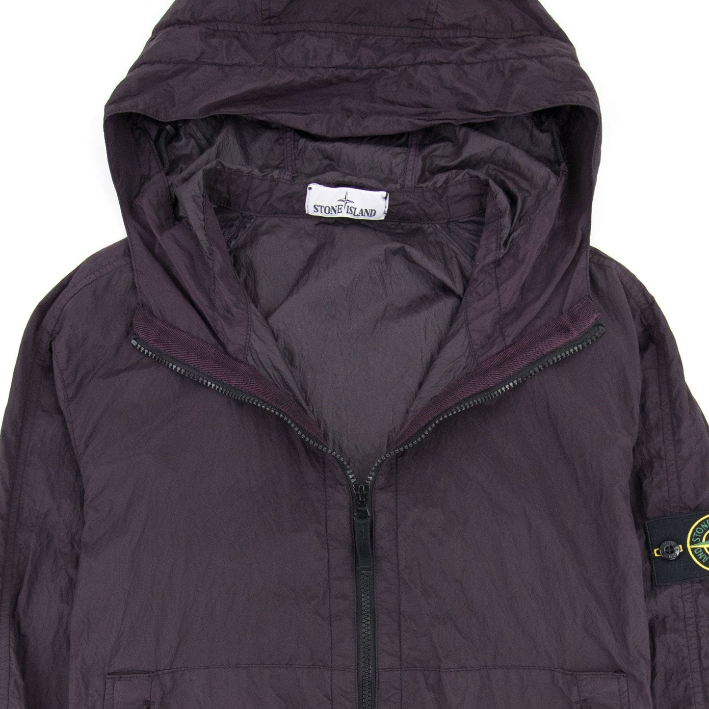 Stone Island Nylon Zip Up Jacket Burgundy V0012