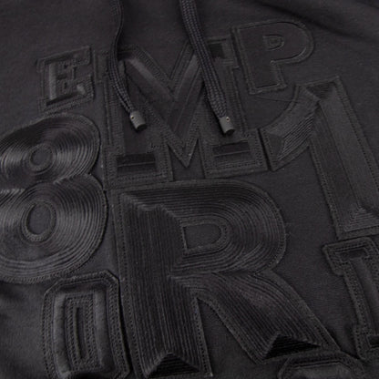 Emporio Armani Emboriodered Logo Hooded Sweatshirt Black