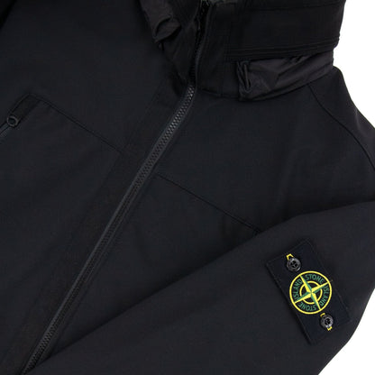 Stone Island Soft Shell-r Hooded Jacket Black