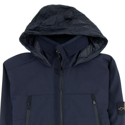 Stone Island Soft Shell-r Hooded Jacket Navy