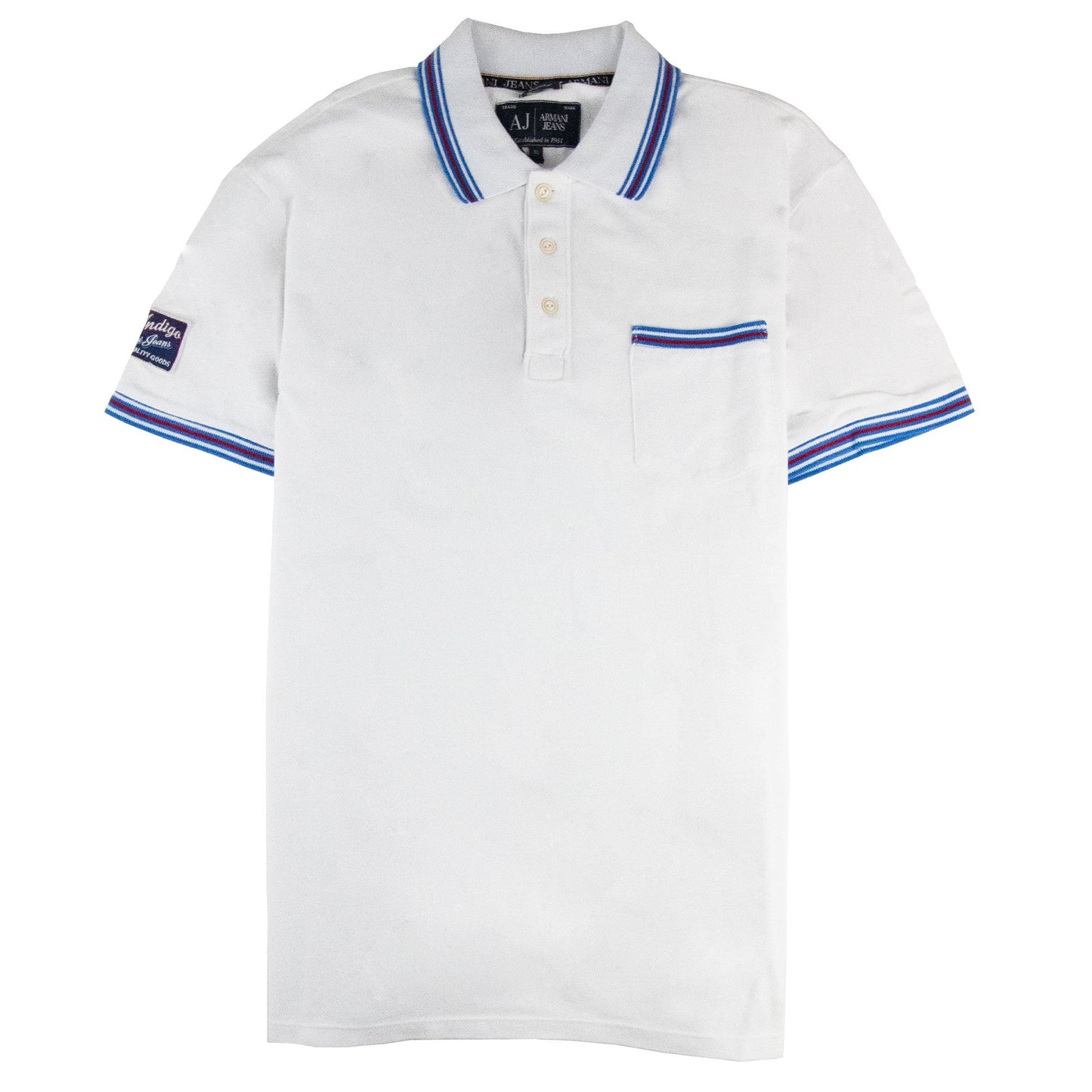 Armani Jeans Front Pocket S/s Polo White