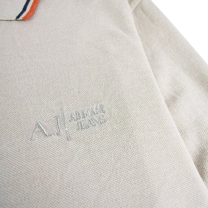 Armani Jeans Embroidered Logo S/s Polo Beige