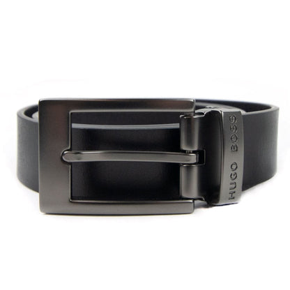Hugo Boss Kids Metal Logo Leather Belt Black