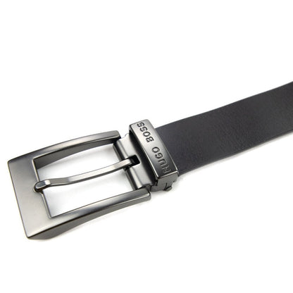 Hugo Boss Kids Metal Logo Leather Belt Black