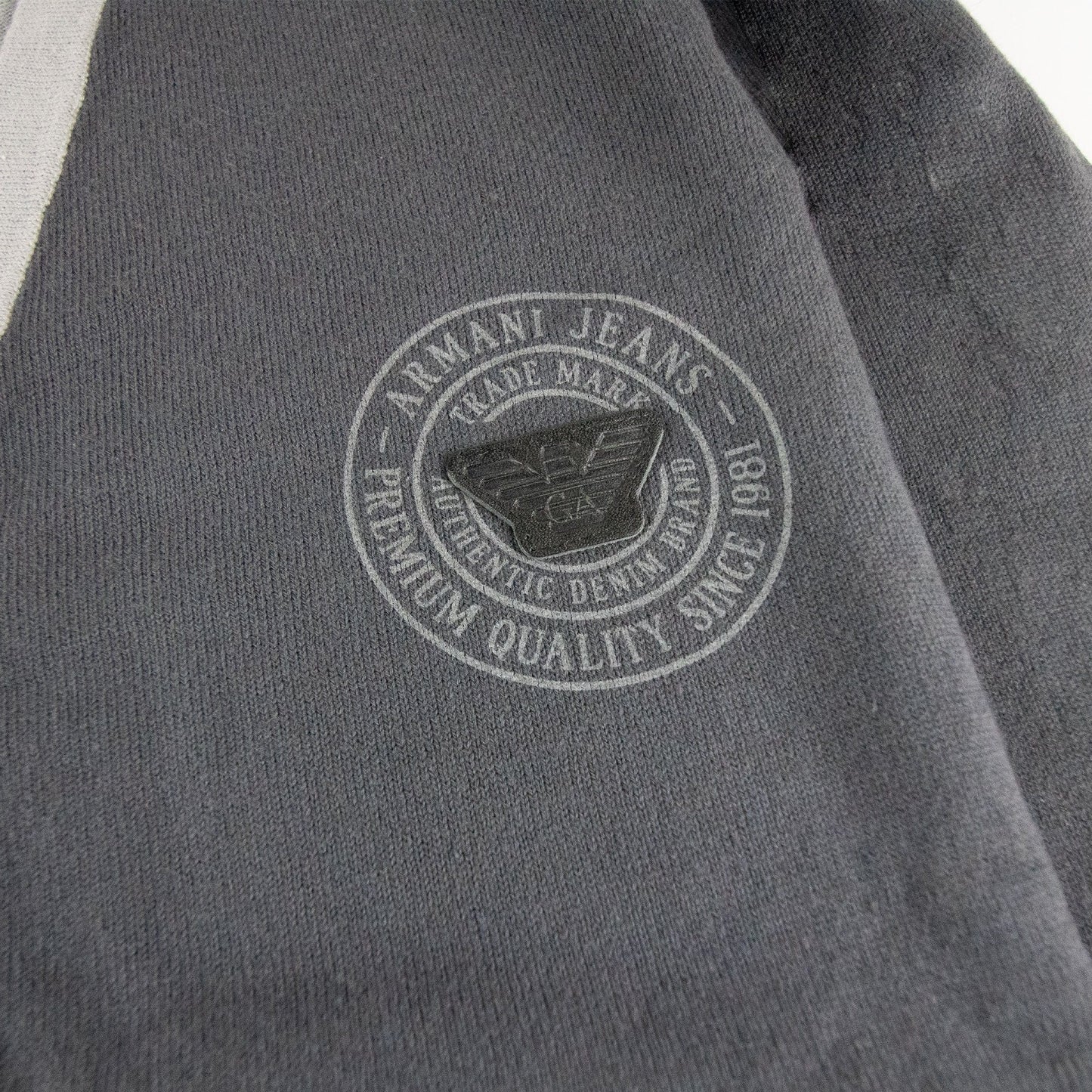 Armani Jeans Logo Print Cotton Cardigan Dark Grey