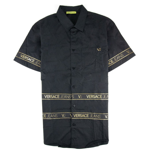 Versace Jeans Logo S/s Popeline Shirt Black
