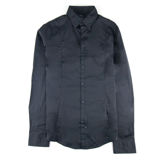Armani Jeans Fitted L/s Shirt Navy Blue