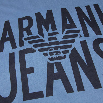 Armani Jeans 3d Effect Print Logo T Shirt Blue