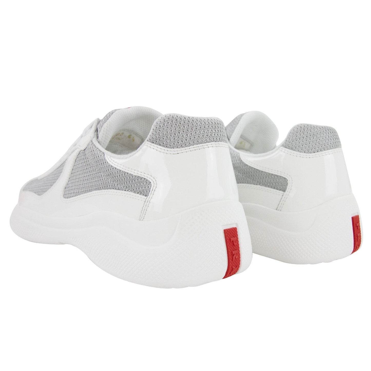 Prada Americas Cup Patent Leather And Nylon Sneakers Bianco/Argento