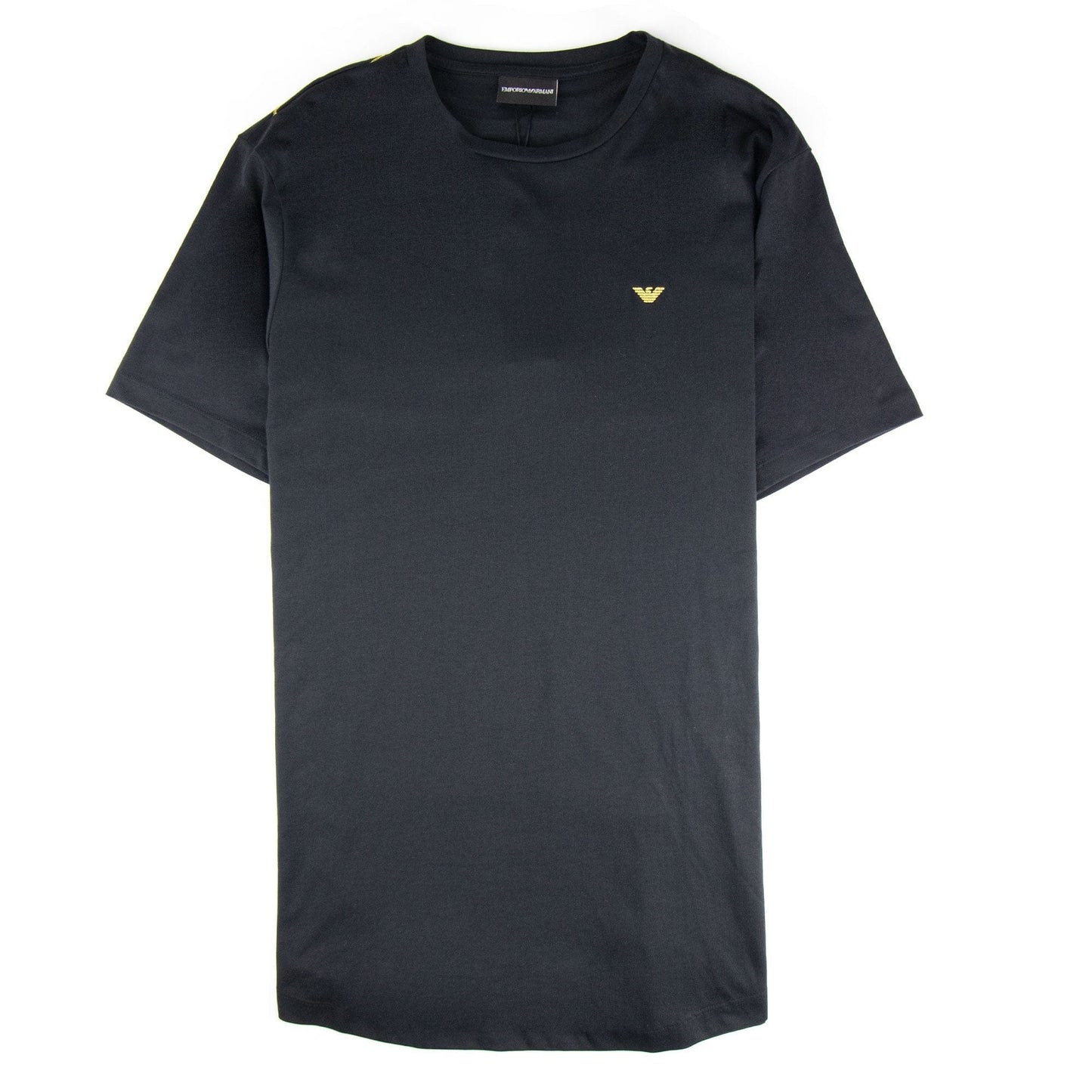 Emporio Armani Embroidered Gold Logo T Shirt Black