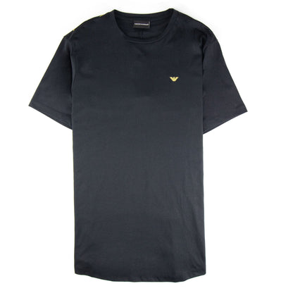 Emporio Armani Embroidered Gold Logo T Shirt Black
