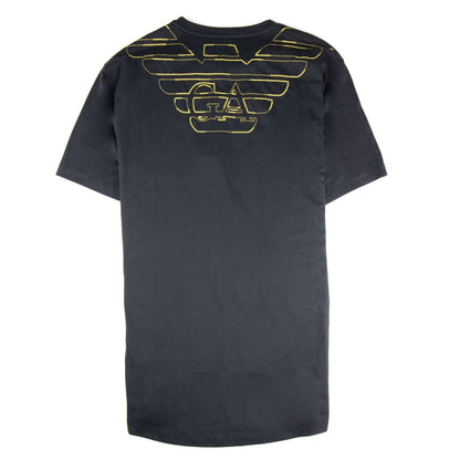 Emporio Armani Embroidered Gold Logo T Shirt Black