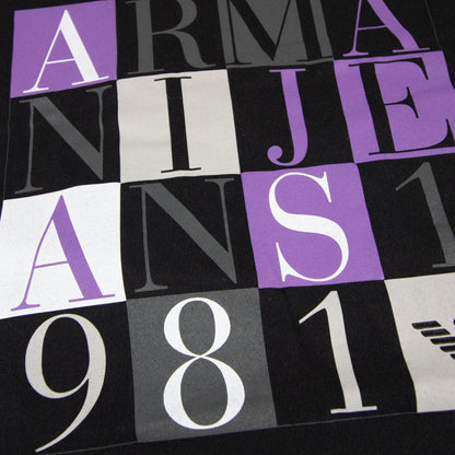 Armani Jeans Printed Logo Crewneck T Shirt Black