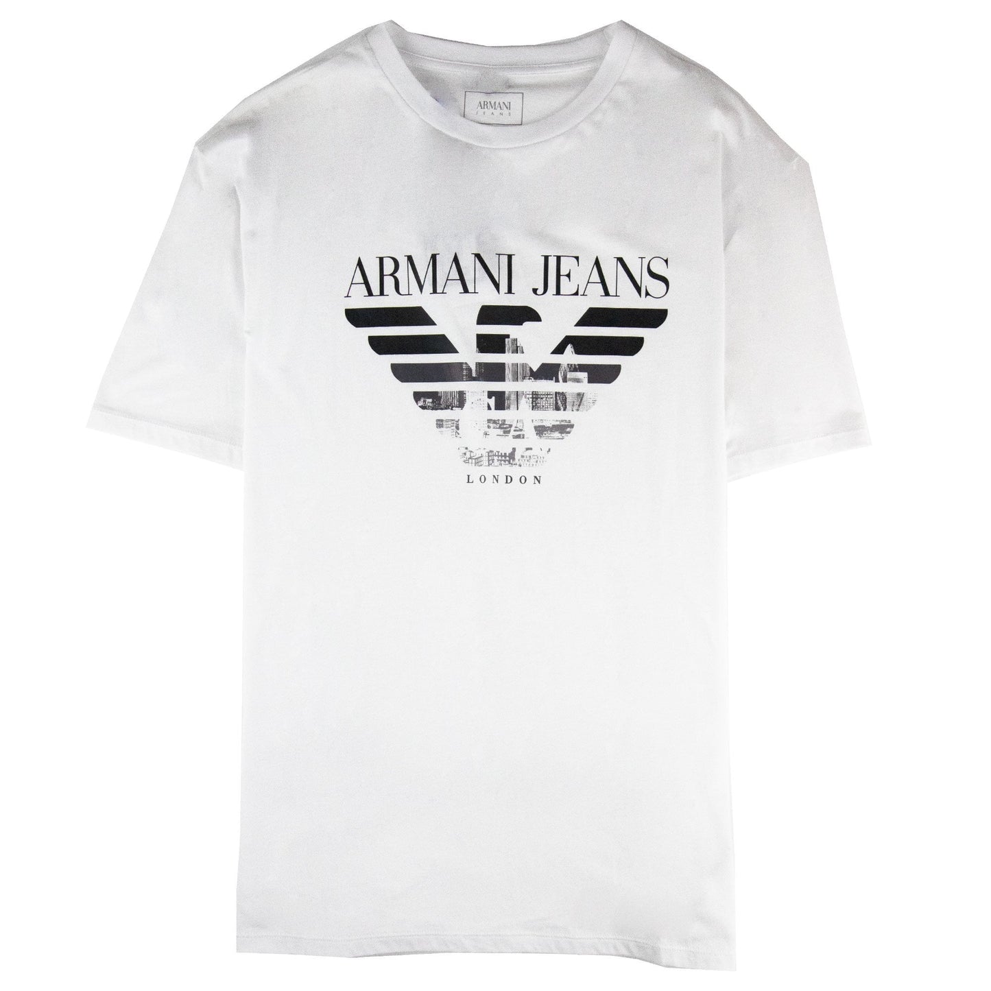 Armani Jeans Eagle London Logo T Shirt Bianco Ottico