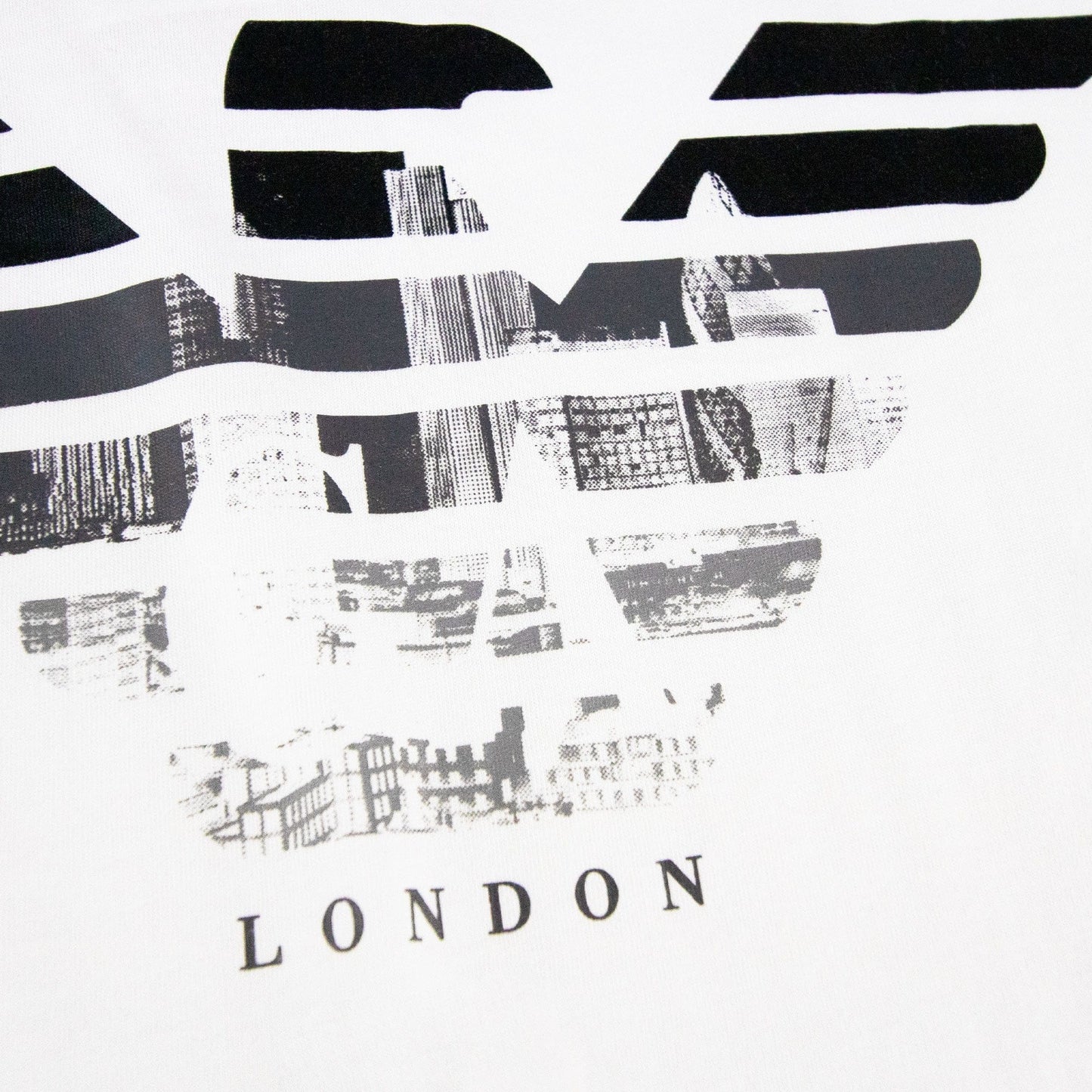 Armani Jeans Eagle London Logo T Shirt Bianco Ottico