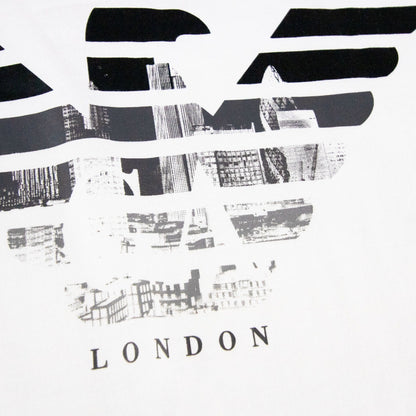 Armani Jeans Eagle London Logo T Shirt Bianco Ottico
