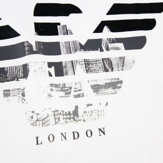 Armani Jeans Eagle London Logo T Shirt Bianco Ottico