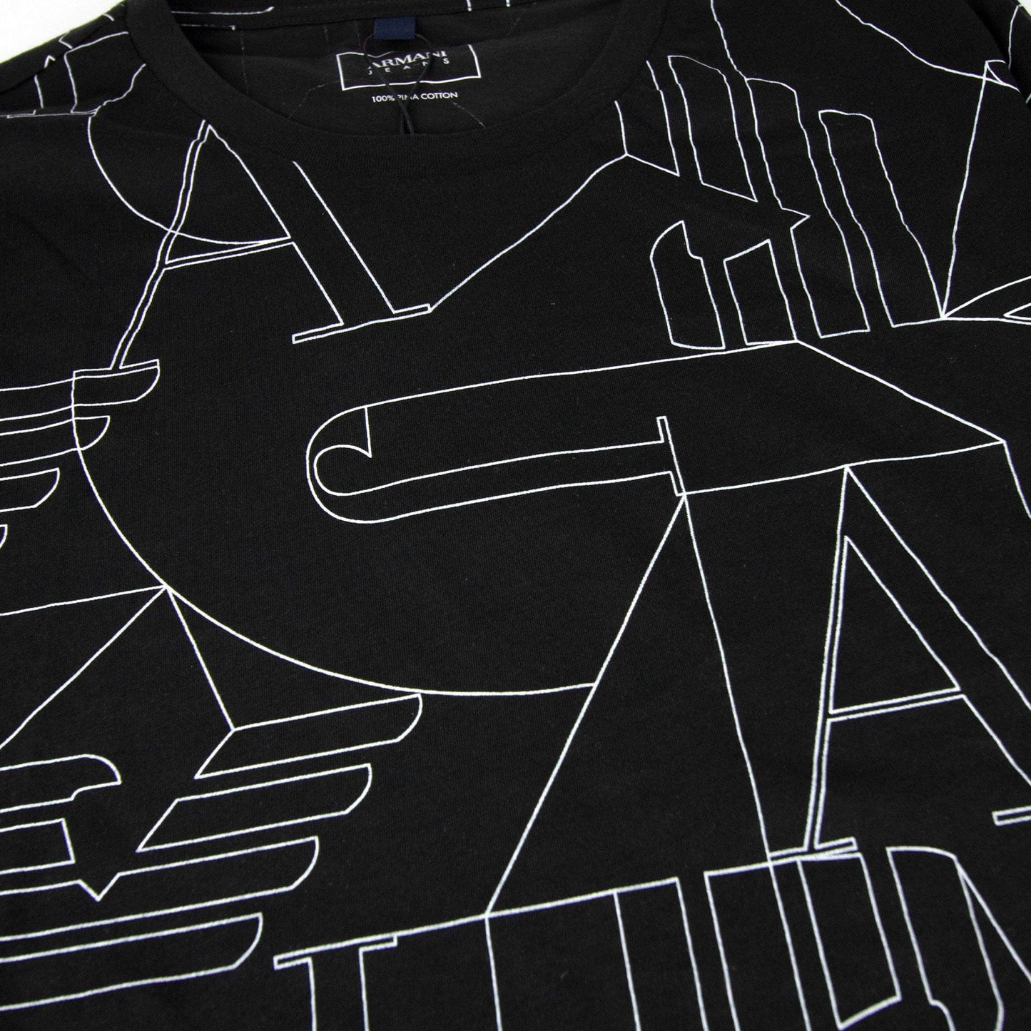 Armani Jeans Jersey Logo Print T Shirt Black