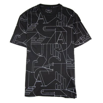 Armani Jeans Jersey Logo Print T Shirt Black