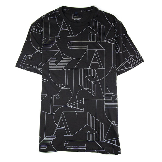 Armani Jeans Jersey Logo Print T Shirt Black