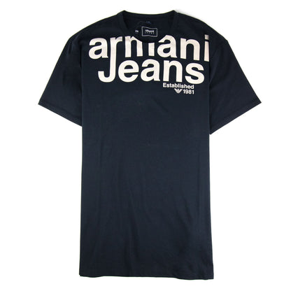 Armani Jeans Front Logo Crewneck S/s T Shirt Navy