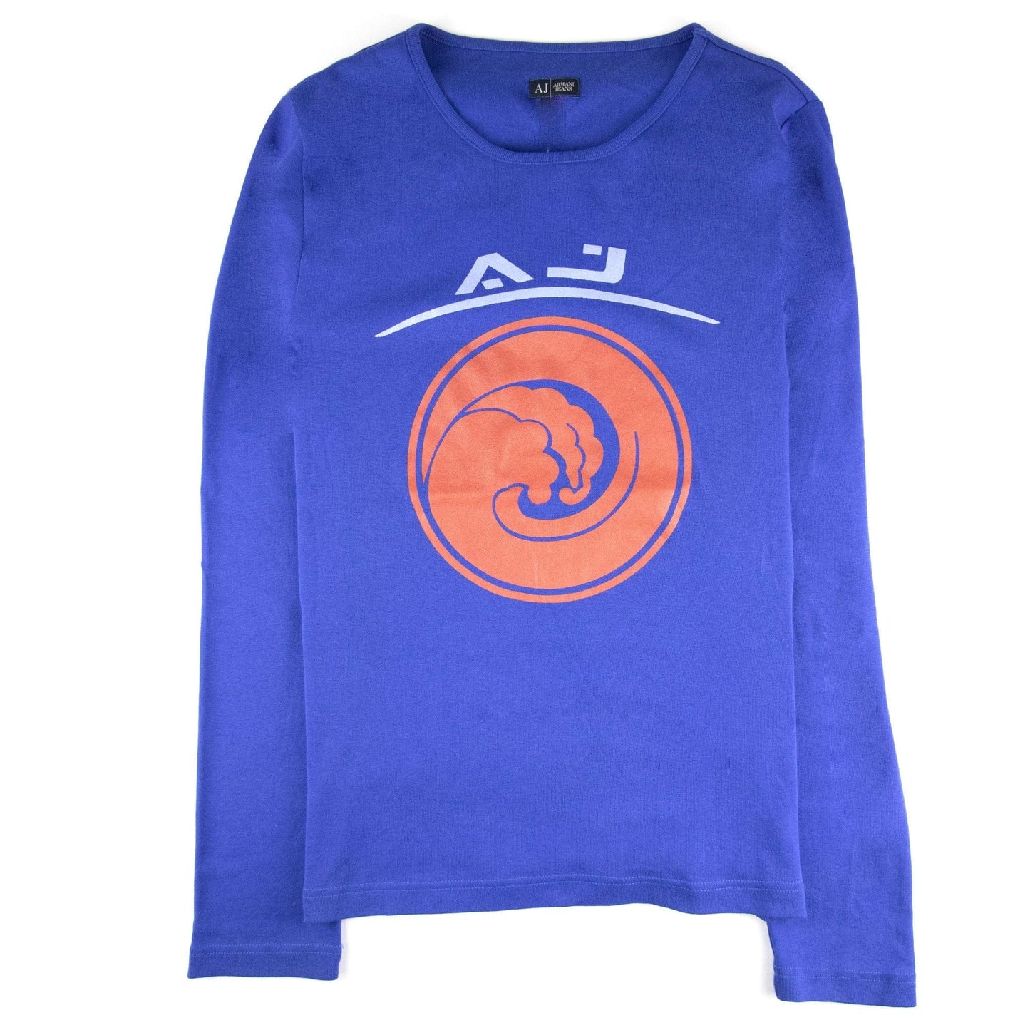 Armani Jeans Cloud Logo Print L/s T Shirt Blue