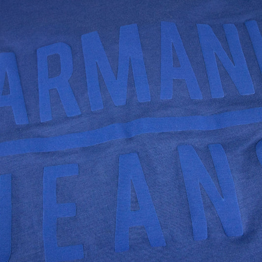 Armani Jeans Embossed Logo Crew T Shirt Blue