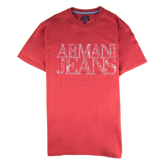Armani Jeans Logo Print T Shirt Rosso Red