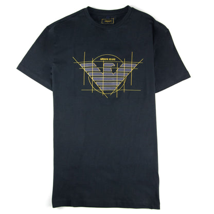 Armani Jeans Printed Logo T Shirt Blue Notte