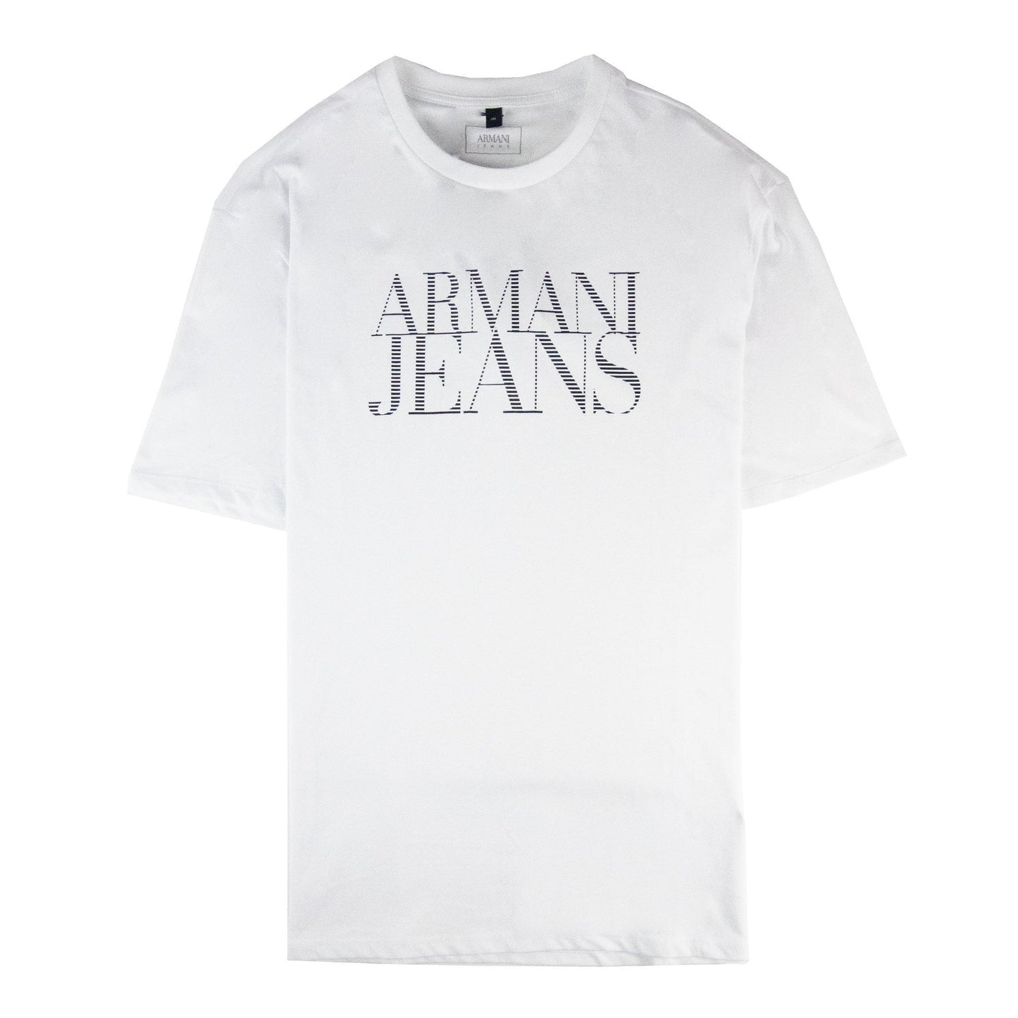 Armani Jeans Pin Tripe Logo T Shirt White