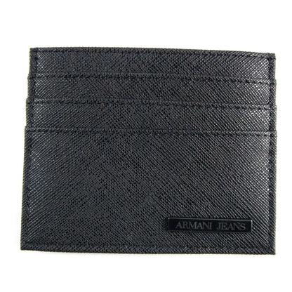 Armani Jeans Metal Logo Card Holder Black