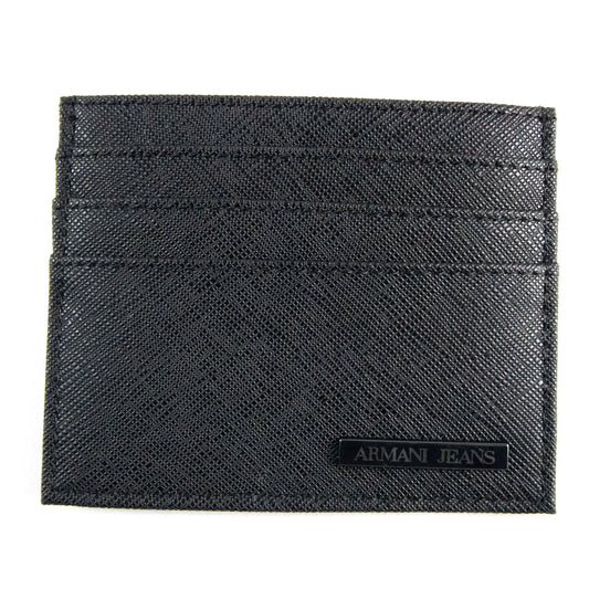 Armani Jeans Metal Logo Card Holder Black