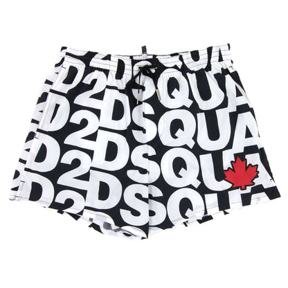 Dsquared2 Swim Shorts & Underw D2 Print Logo Swim Shorts Black/white