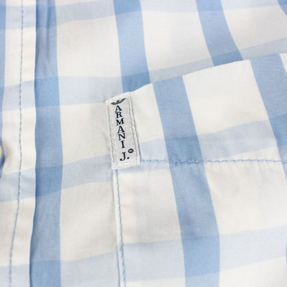 Armani Jeans Long Sleeve Check Shirt Light Blue