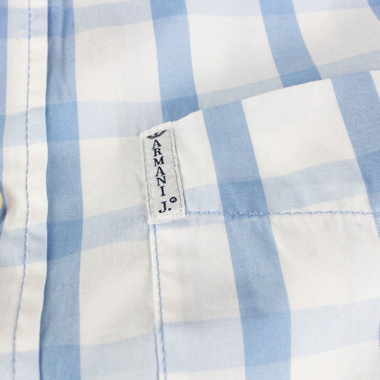 Armani Jeans Long Sleeve Check Shirt Light Blue