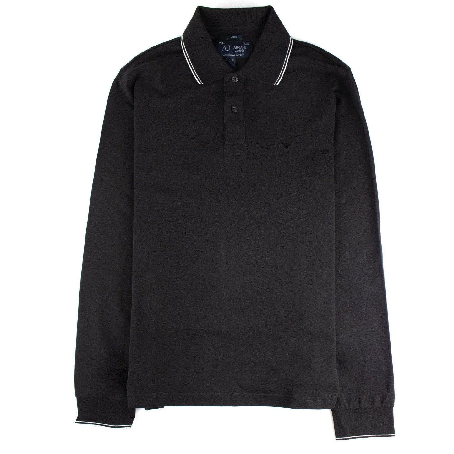 Armani Jeans Aj Embossed Logo L/s Polo Black