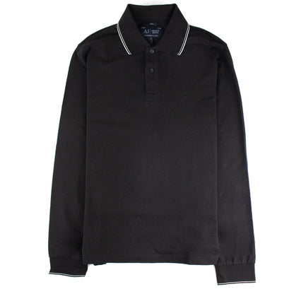 Armani Jeans Aj Embossed Logo L/s Polo Black
