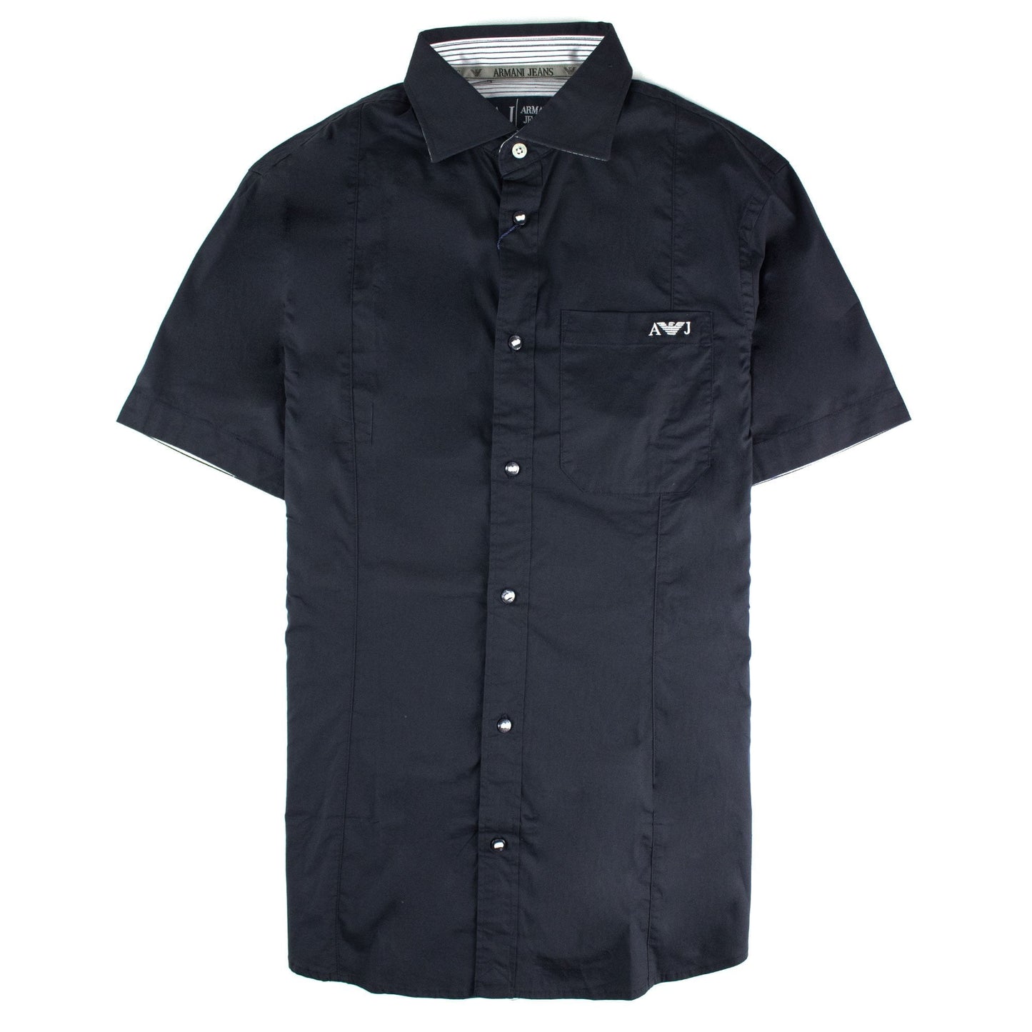 Armani Jeans Aj Embroidered Logo S/s Shirt Navy