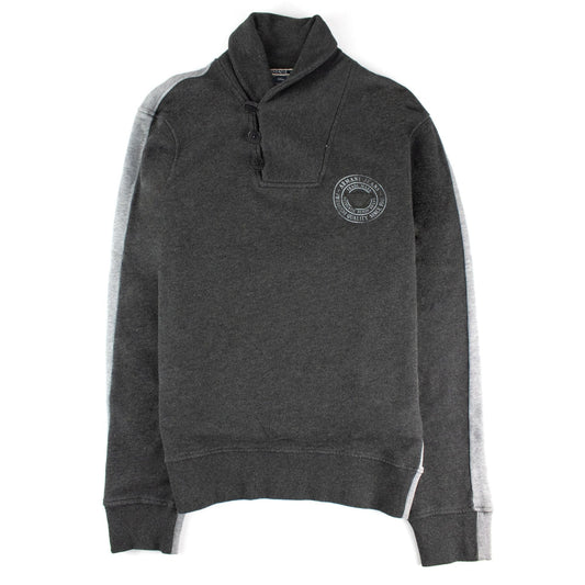 Armani Jeans 3 Buttons Rubber Logo Sweatshirt Dark Grey