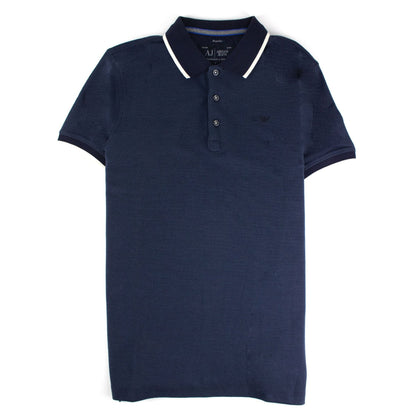 Armani Jeans Aj Embroidered Logo S/s Polo Blue
